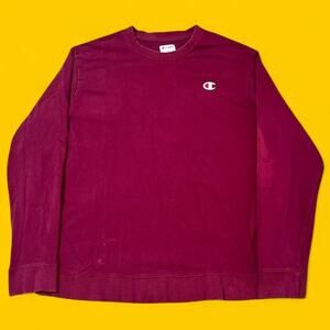 Champion Burgundy Crewneck Sweatshirt Men’s Large Logo Pullover